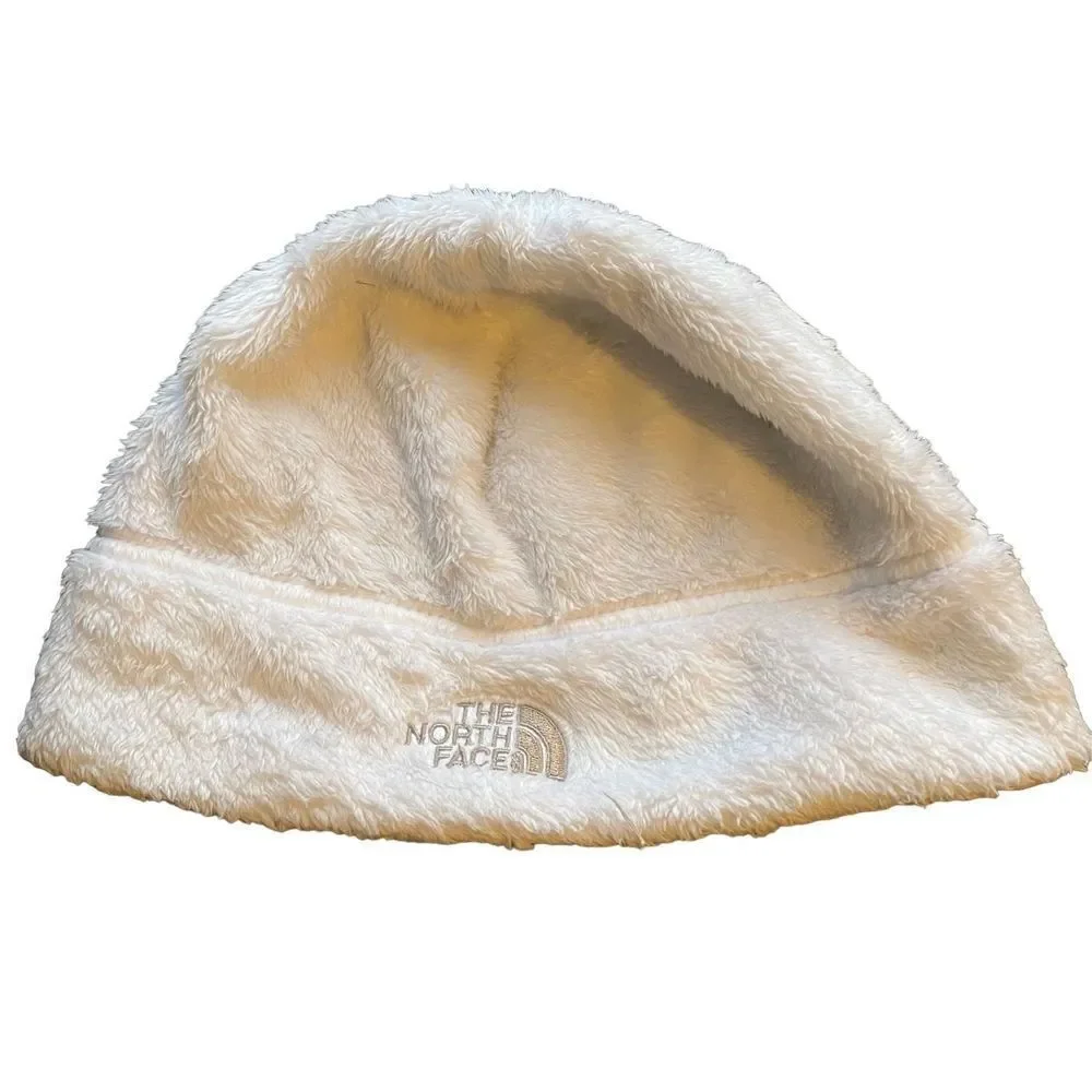 The North Face Denali white fuzzy Thermal Beanie girls